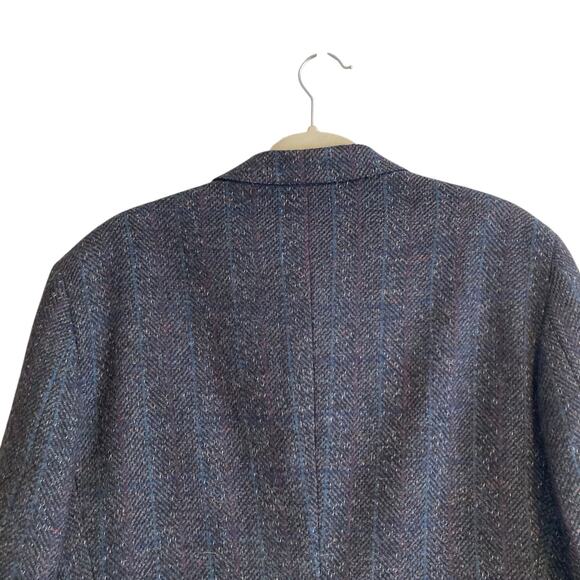 Vintage 60s Gray Herringbone Tweed 100% Wool Preppy Academia Blazer Size Medium - Picture 14 of 16